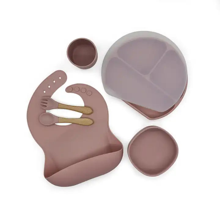 Eco Friendly Oragnic Kids Feeding Suction Silicon Plate Set Baby