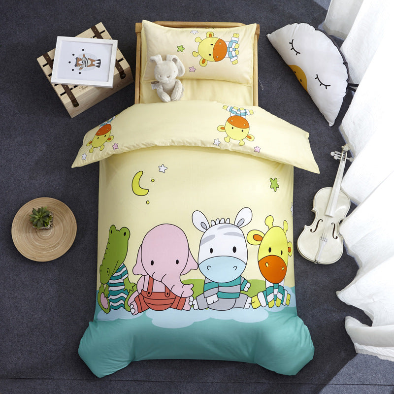 Nursery School 100% Cotton Cute Bedding Set Baby Bedsheet, 3 Piece Suit Cartoon Bedding Sets For Winter