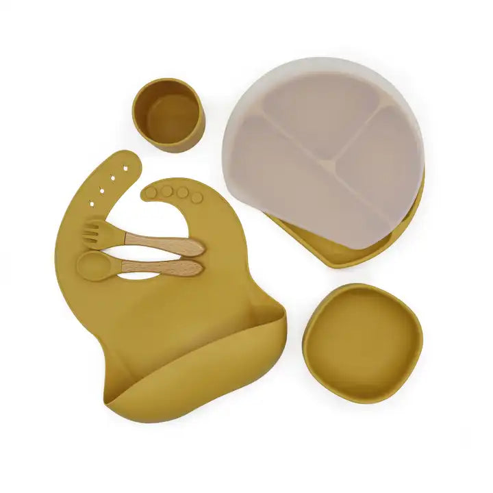 Eco Friendly Oragnic Kids Feeding Suction Silicon Plate Set Baby