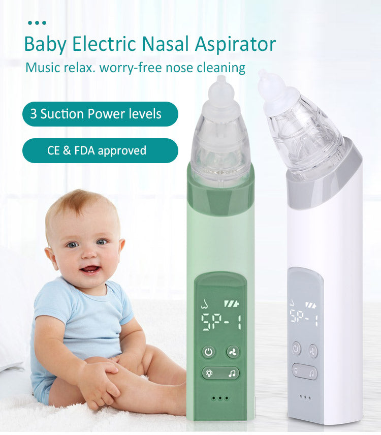 Baby Nasal Aspirator Electric Nose Cleaner 2 Sizes of Nose Tips & Levels Of Suction Safe Hygienic For Newborns And Toddler