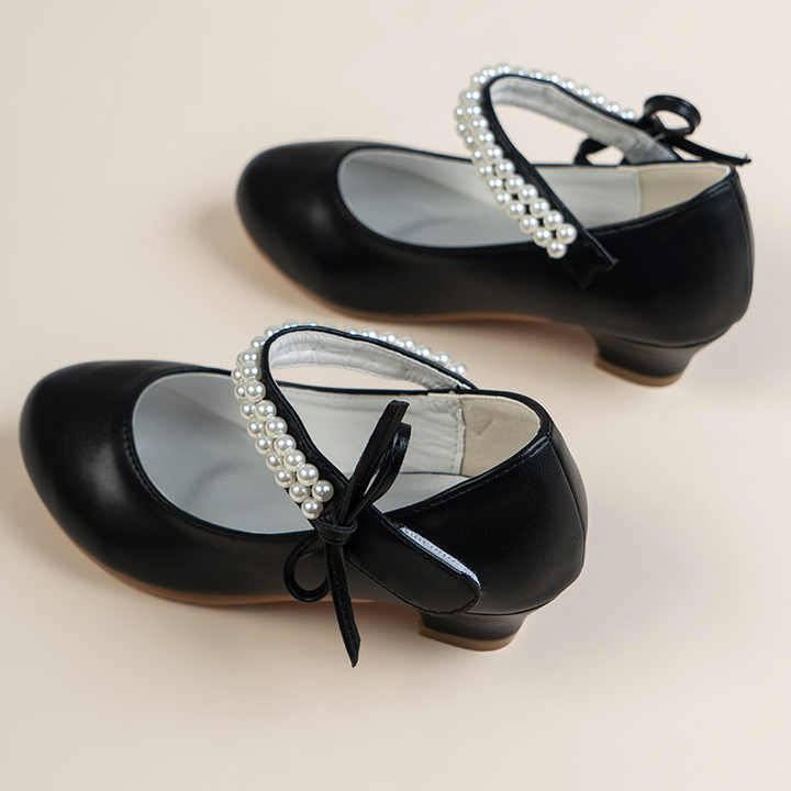 Girls Elegant pearls designs princess shoes girls PU leather white formal party children's dress shoes for special occasion