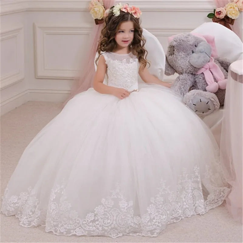 White fluffy Lace Girl Dress #39