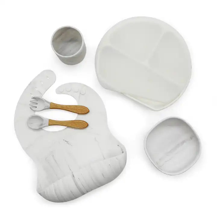 Eco Friendly Oragnic Kids Feeding Suction Silicon Plate Set Baby