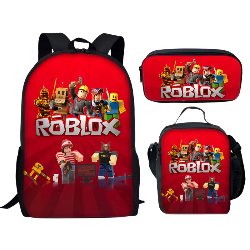 3D Roblox Student School Bag Set Book Bag Three Set with Lunch Bags Hot Sale New Backpack Waterproof Customized Logo