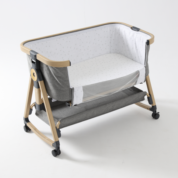 Baby Portable Gery/Bule Bed Foldable Swinging Crib Bedside Cradle Swing Bassinet