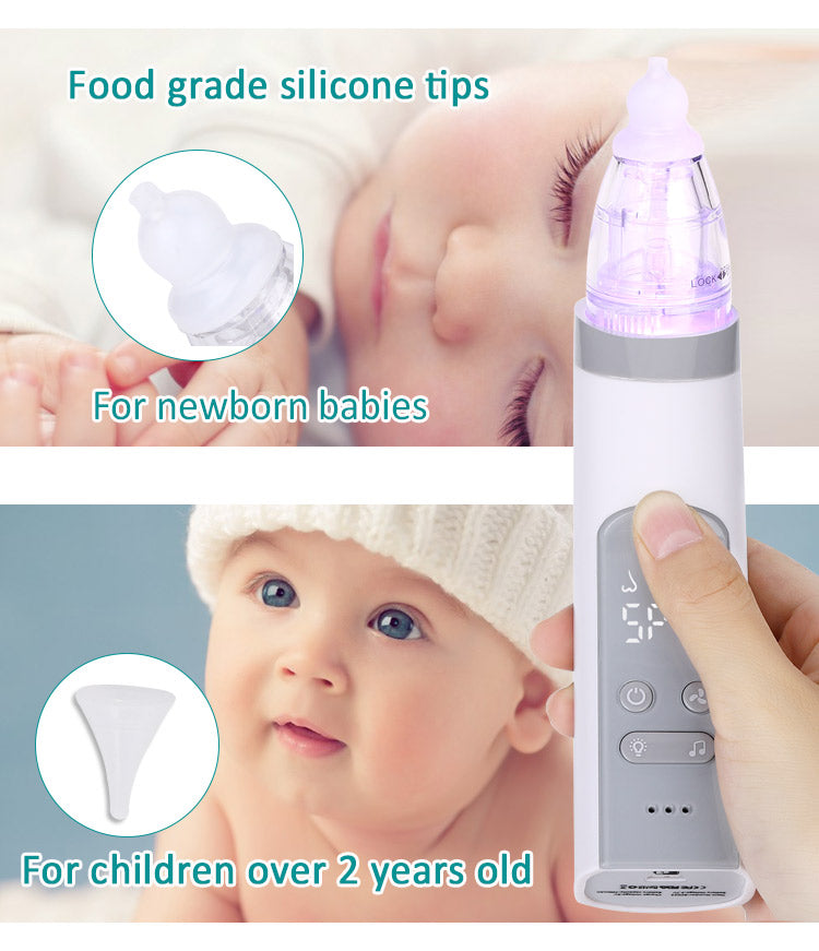 Baby Nasal Aspirator Electric Nose Cleaner 2 Sizes of Nose Tips & Levels Of Suction Safe Hygienic For Newborns And Toddler