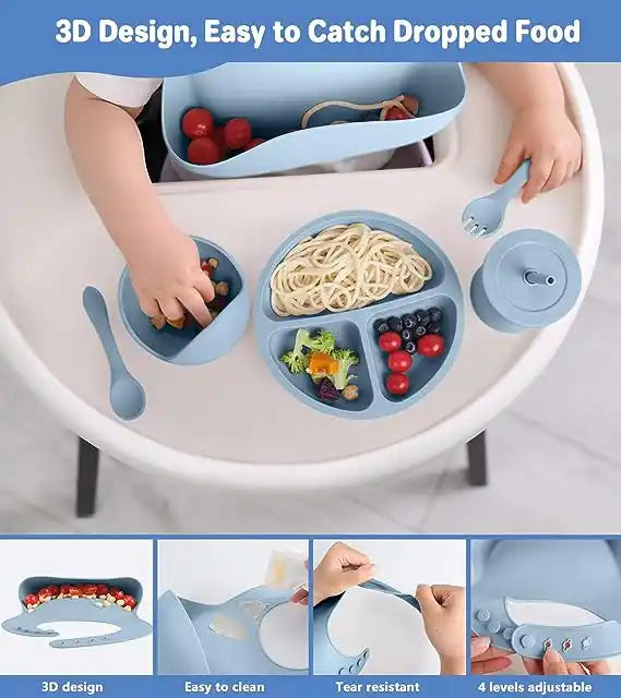 Baby Feedings Tableware Set Supplies 100% Food Grade Bpa Free Silicone Dinnerware Baby Bowl with Suction