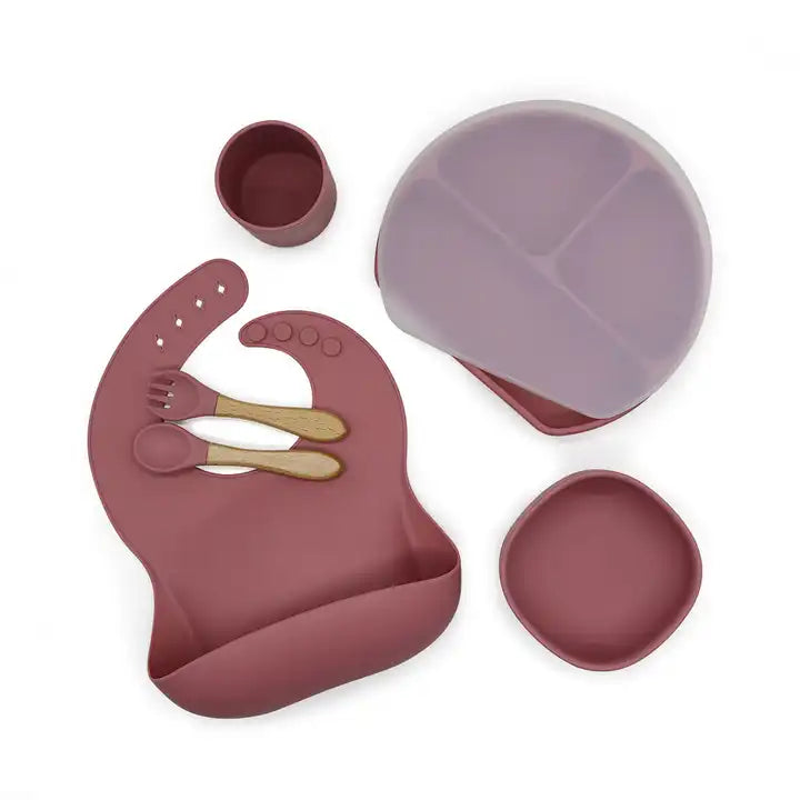Eco Friendly Oragnic Kids Feeding Suction Silicon Plate Set Baby