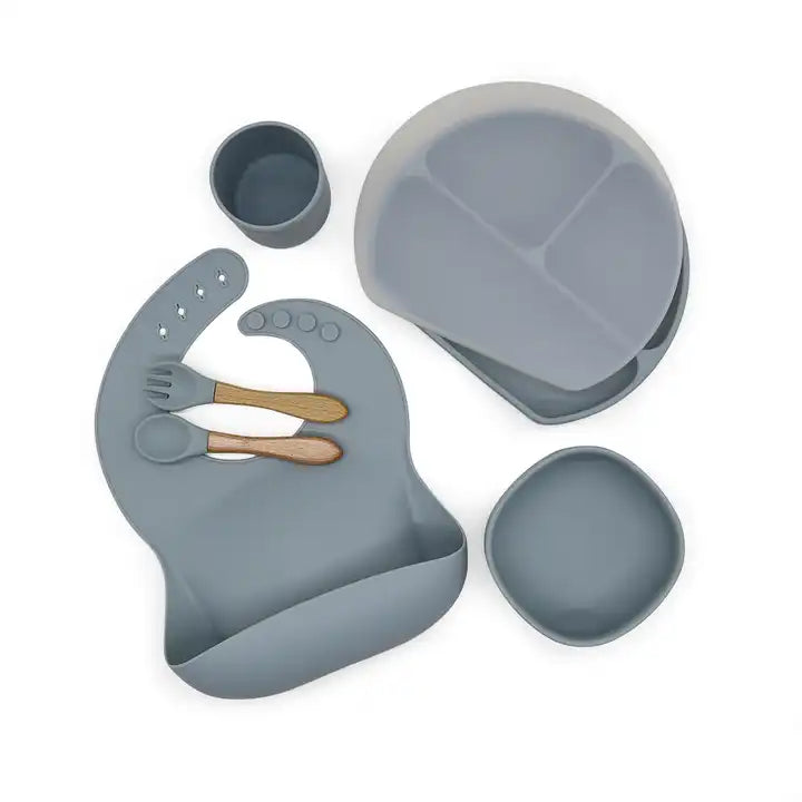 Eco Friendly Oragnic Kids Feeding Suction Silicon Plate Set Baby