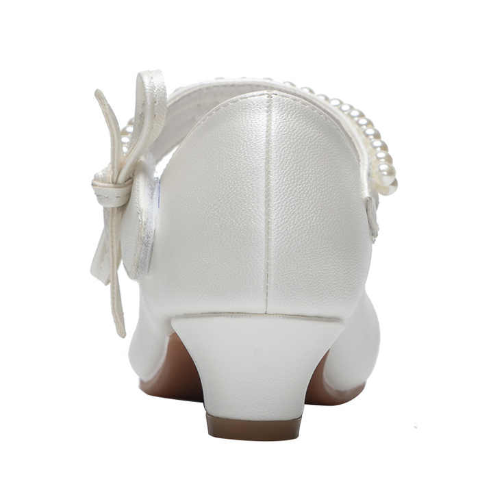 Girls Elegant pearls designs princess shoes girls PU leather white formal party children's dress shoes for special occasion