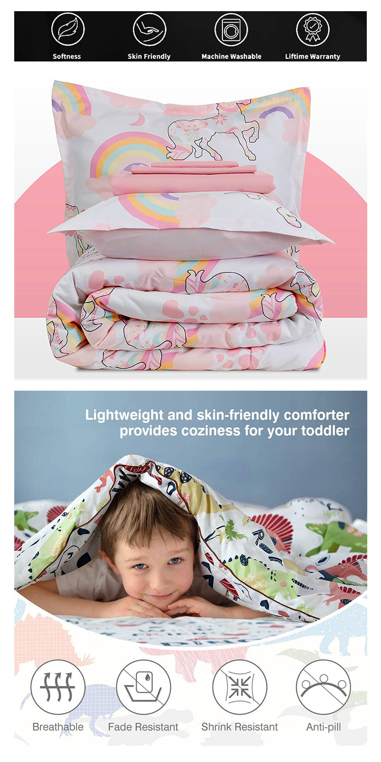 Nursery School 100% Cotton Cute Bedding Set Baby Bedsheet, 3 Piece Suit Cartoon Bedding Sets For Winter