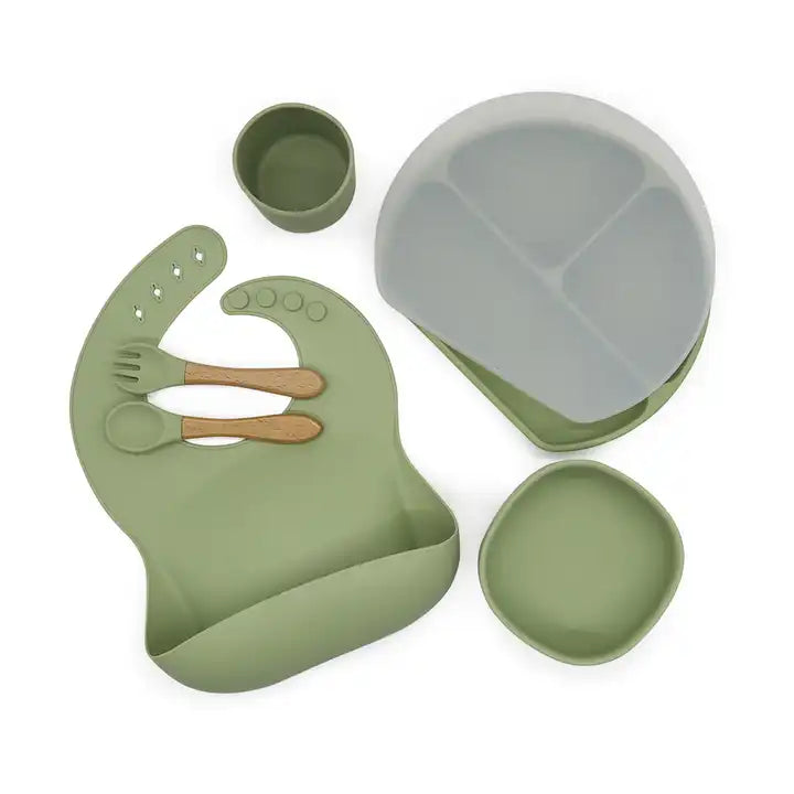 Eco Friendly Oragnic Kids Feeding Suction Silicon Plate Set Baby