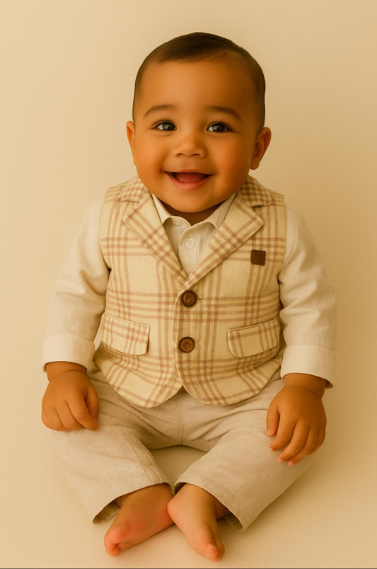 Charming Plaid Vest Suit