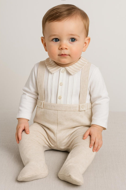 Mymio Baby Taupe Suspender Onesie