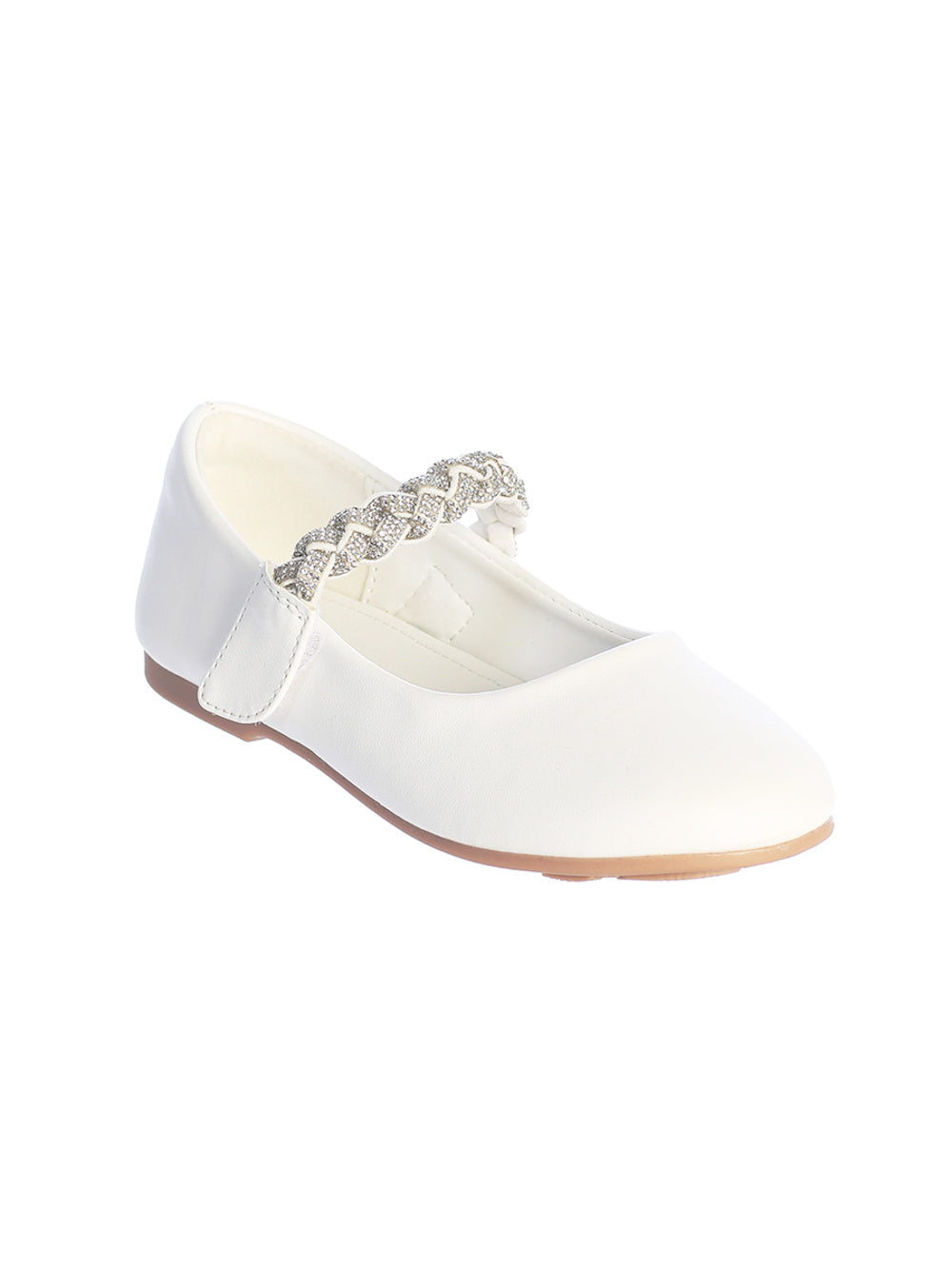 MATTE SHOE WITH BRAIDED RHINESTONE STRAP