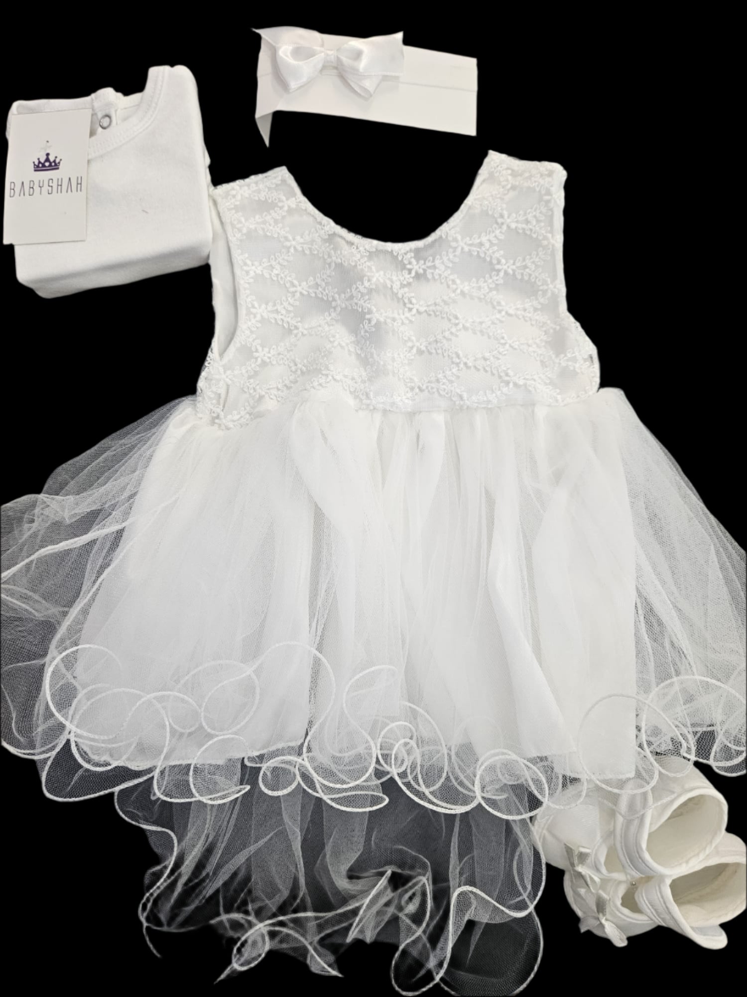 Baby girls white dress 4 pcs – 4kidswear