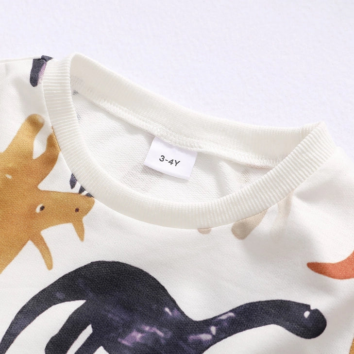 Baby Boy Cartoon Dinosaur Print Long-Sleeve Sweatshirt