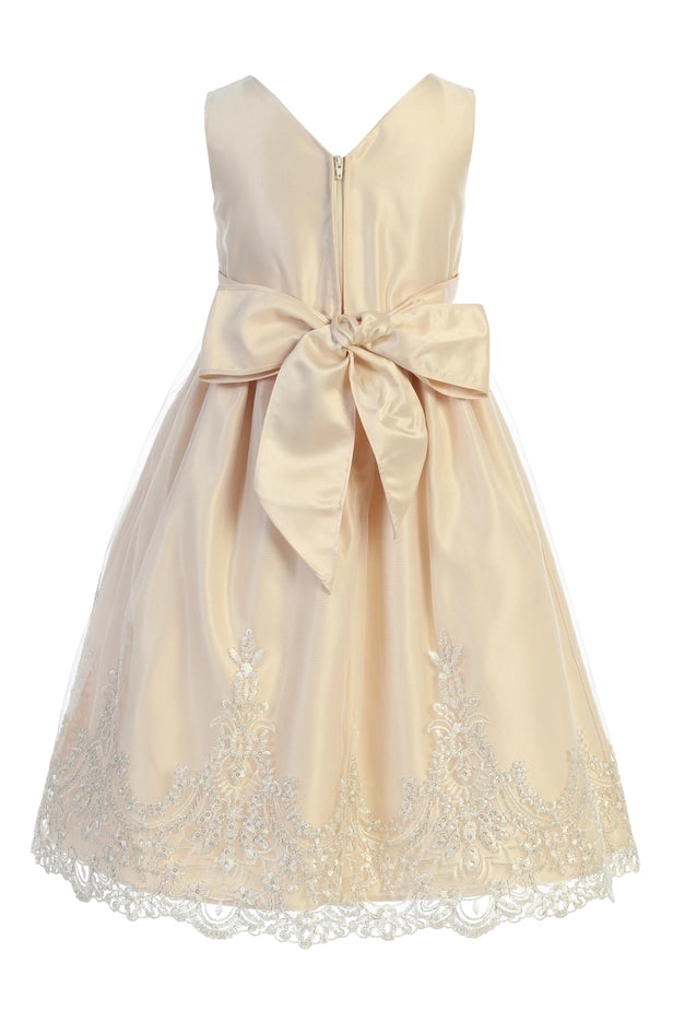 Metallic Scallop Lace Skirt with Satin