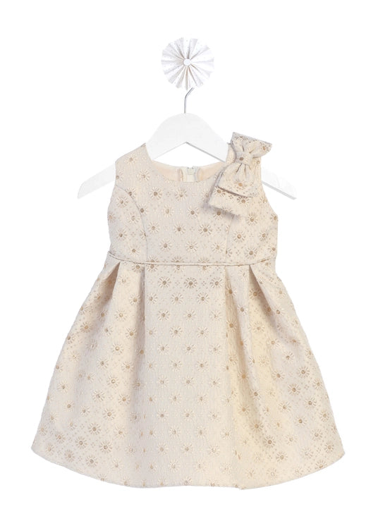 Circle Floral Pleated Jacquard Baby Girl Dress