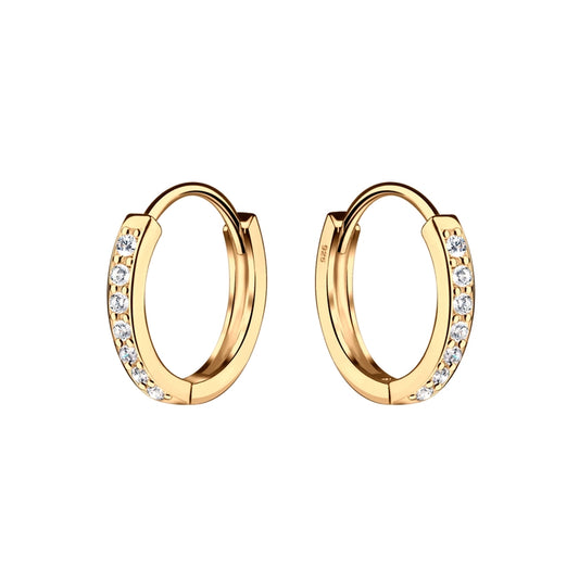 14K Gold-Plated Huggie Cz Hoop Earrings For Kids and Girls
