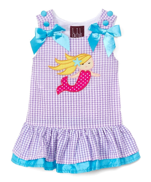 Purple Gingham Mermaid Swing Dress