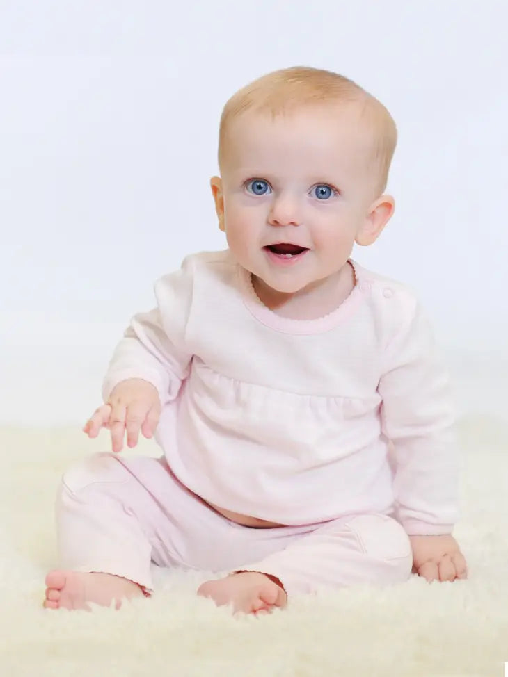 Organic Baby Snap Shoulder Top - Pink Stripe