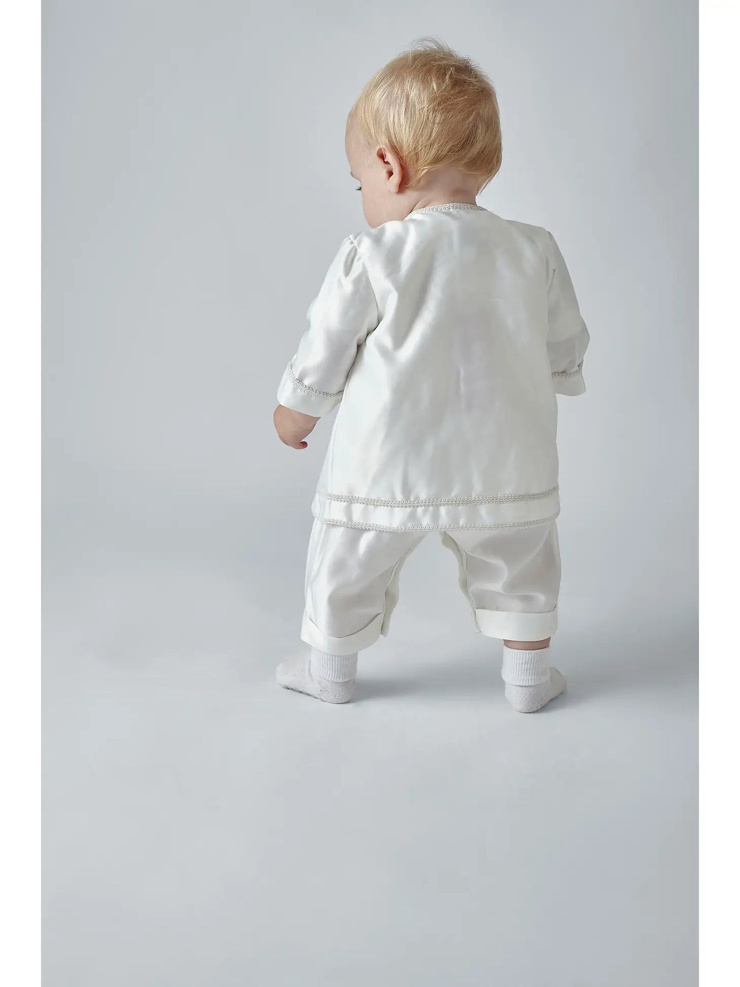 3 piece boys Christening set, Jacket, Romper & Hat