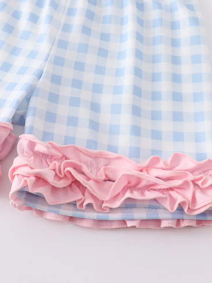 Pink Princess Embroidery Ruffle Girl Short Set