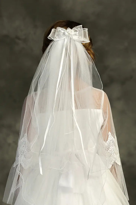 Comb Bow Veil - White
