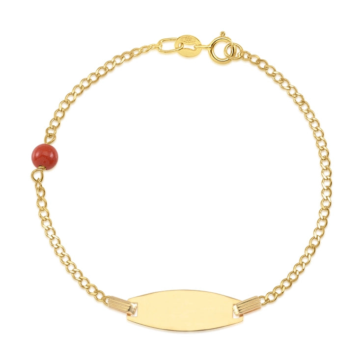 14k Gold Id Bracelet Engravable Girls Boys Kids Baby Figaro