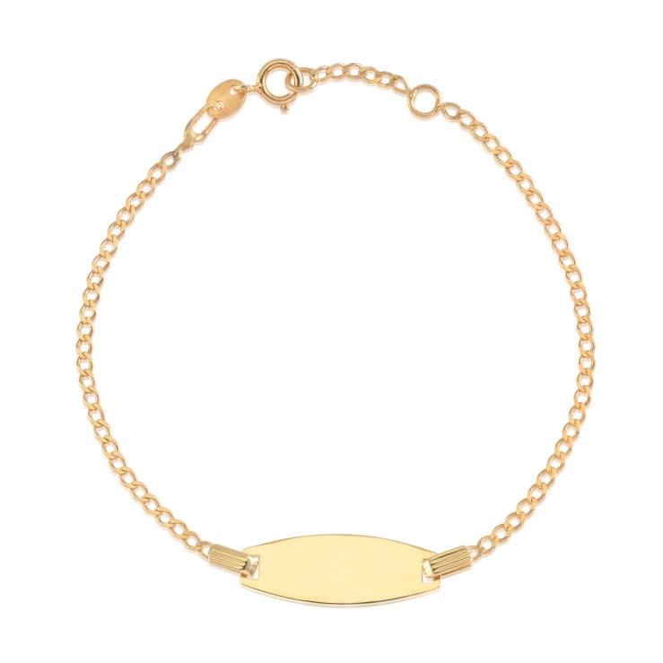14k Gold Id Bracelet Engravable Girls Boys Kids Baby Figaro