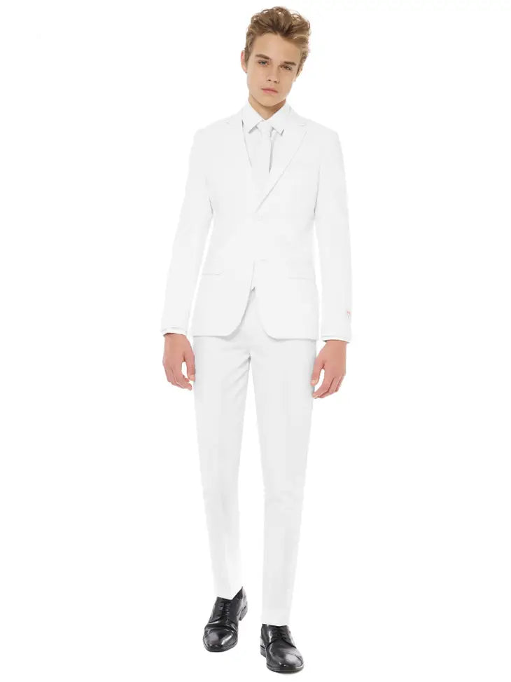 Teen Boys' Suit White Incl Jacket, Pants and Tie
