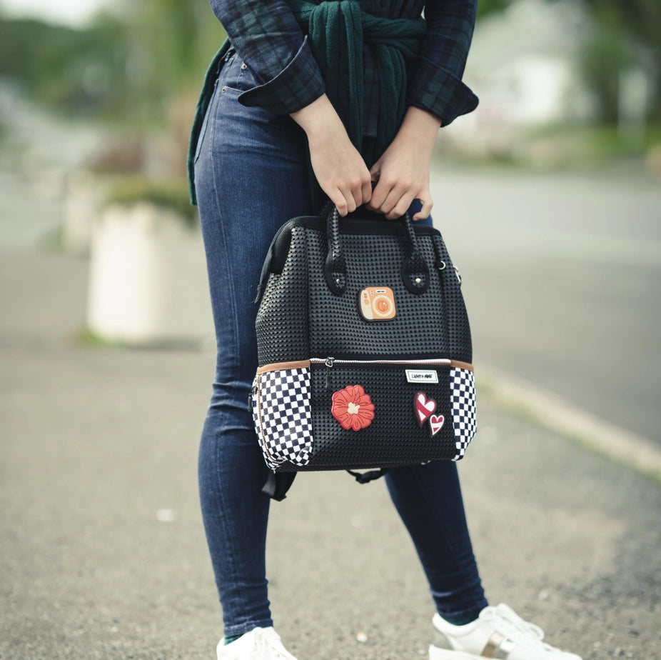 Tweeny Short Backpack Checkered Black (New Shorter Size)