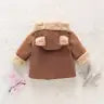 3D Ear Solid Suede and Fleece Baby Hooded Coat Jacket