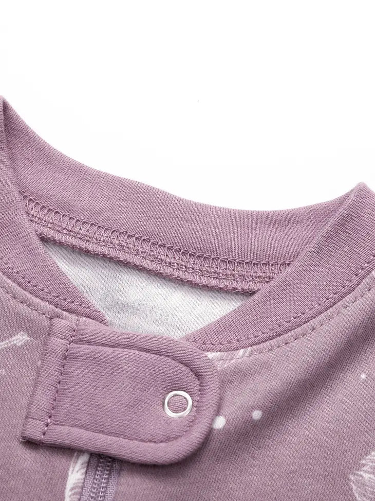Owlivia Organic Cotton Zip Footless Pajama-Purple Feather