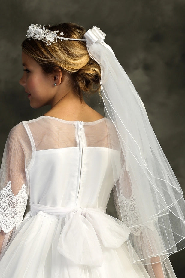 White Flower Rhinestone Crown Veil