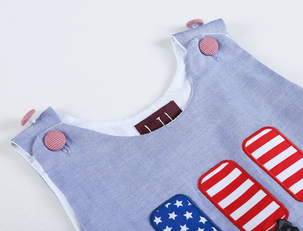 Blue and Red Americana Popsicles Applique Swing Dress