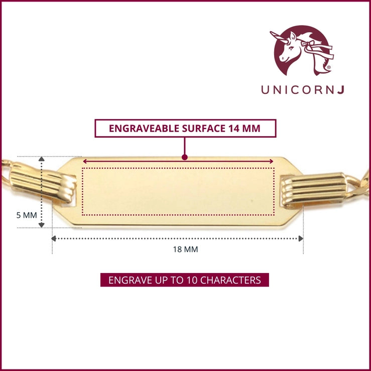 14k Gold Id Bracelet Engravable Girls Boys Kids Baby Figaro