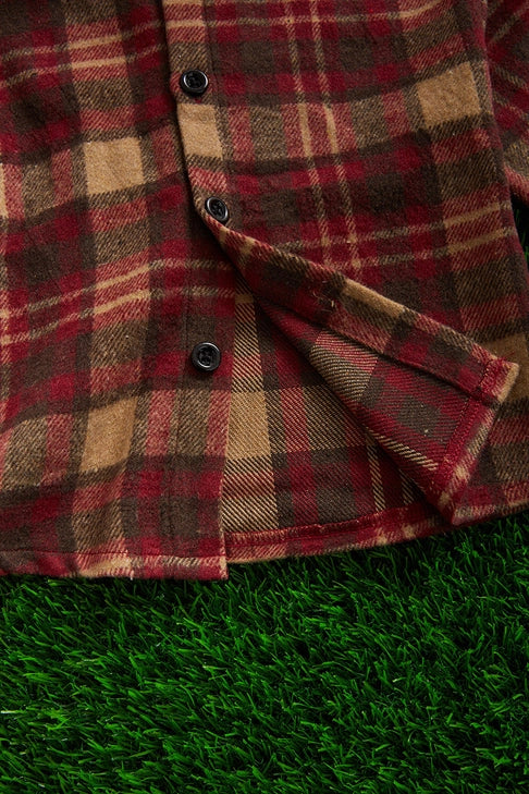 Baby To Big Kid, Plaid Hoodie Shirt.