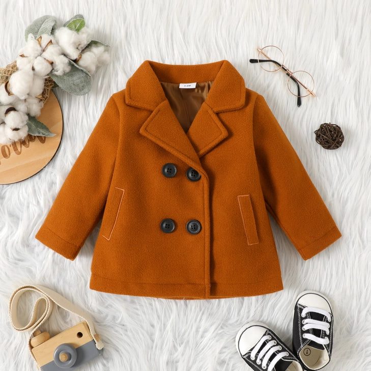 Baby Boy/Girl Lapel Double Breasted Wool Blend Coat