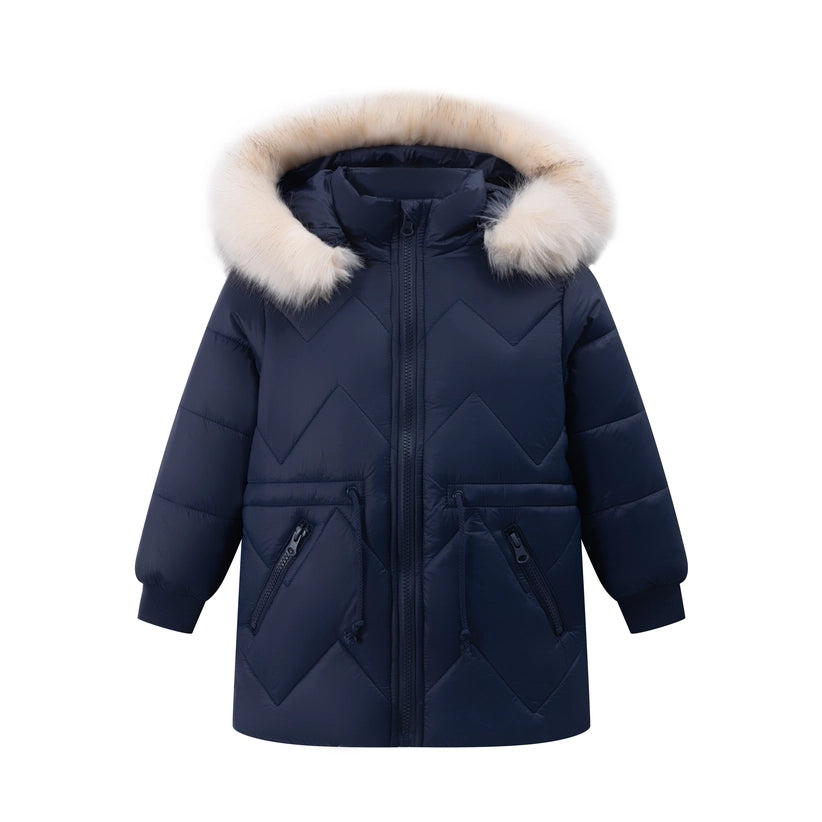 Winter Coat Long Quilted Coat with Hood for Girls
