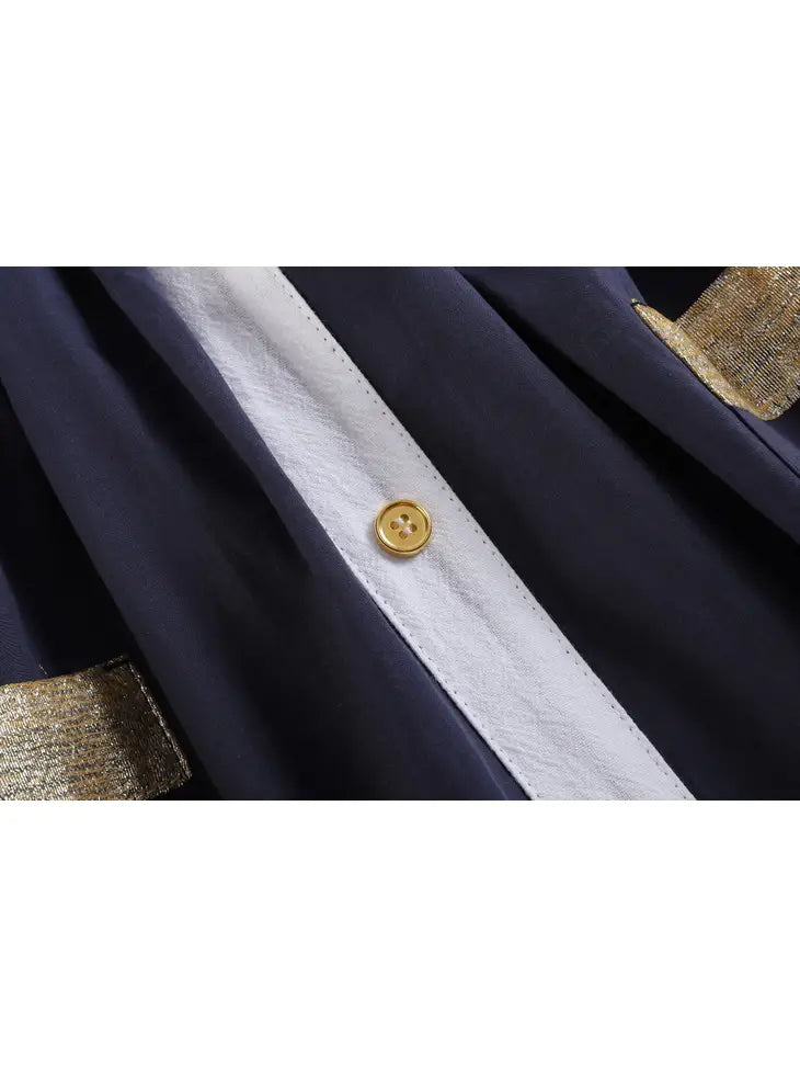 Navy and Gold Christmas Scene Baby A-Line Dress