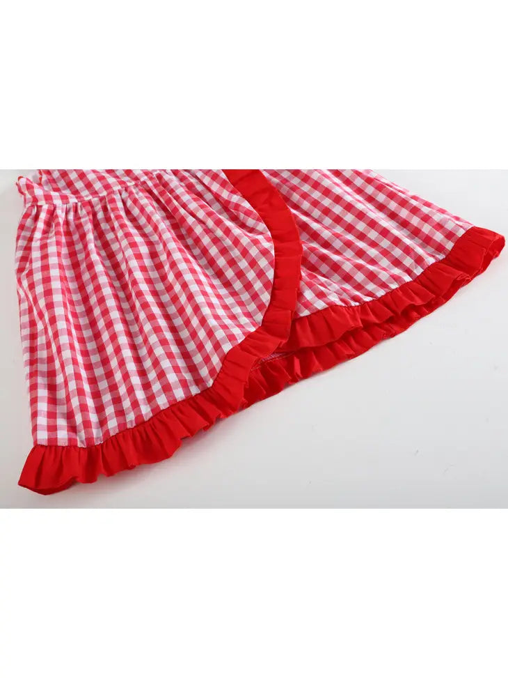 Red Gingham Apple Wrapped Skirt Baby Dress