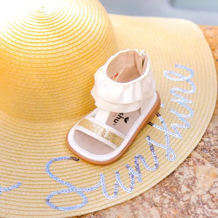 Lucy Ruffle Sandal | Toddler Squeaky Shoes