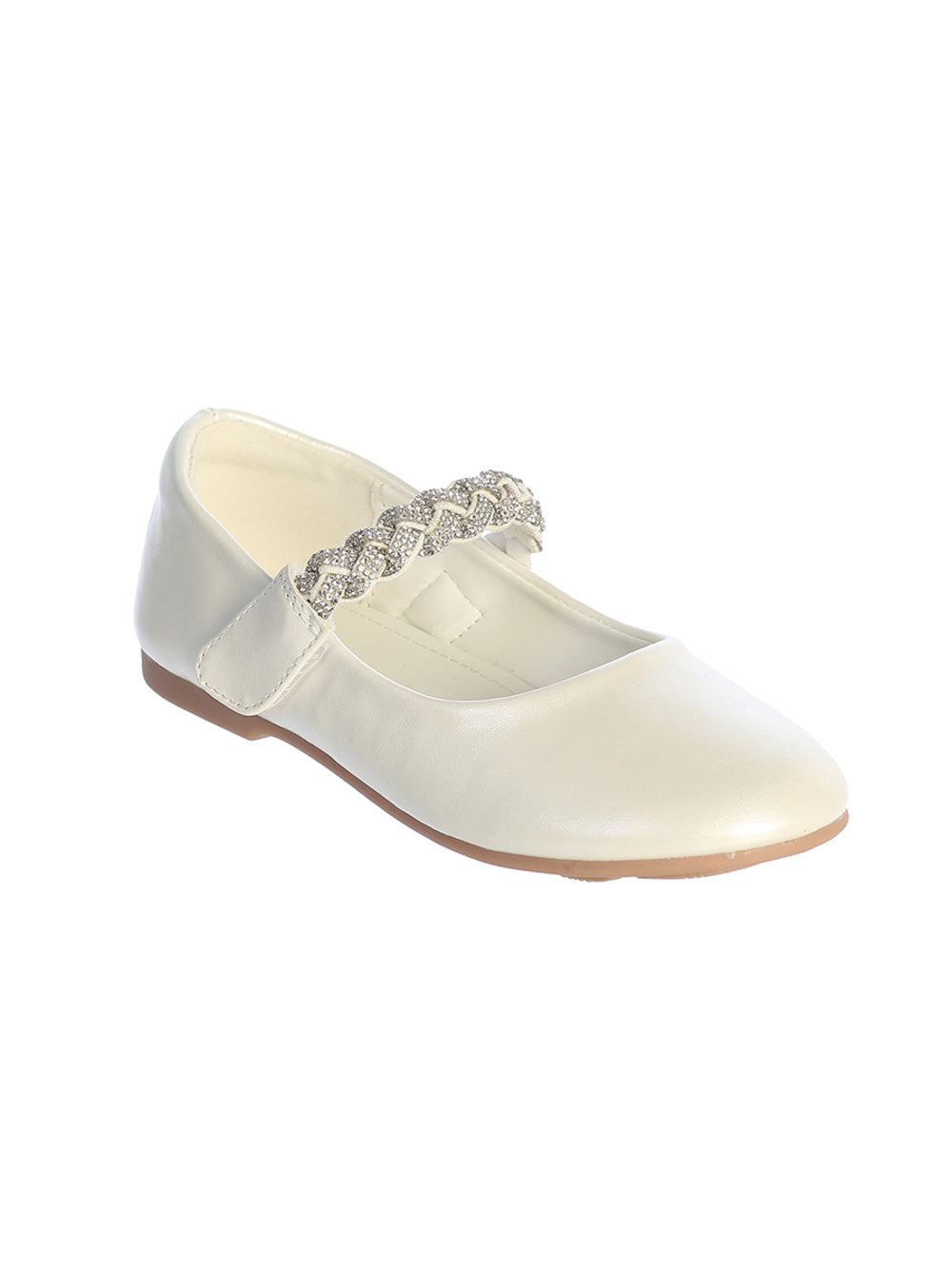 MATTE SHOE WITH BRAIDED RHINESTONE STRAP