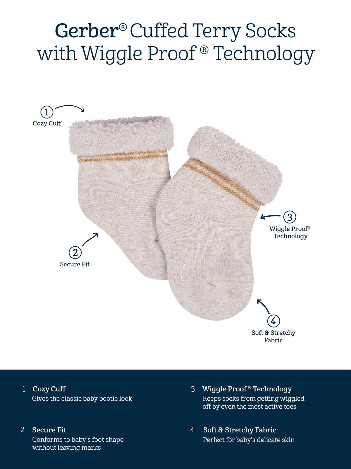 6-Pack Baby Neutral Avo-Cuddle Bootie Socks Gerber®