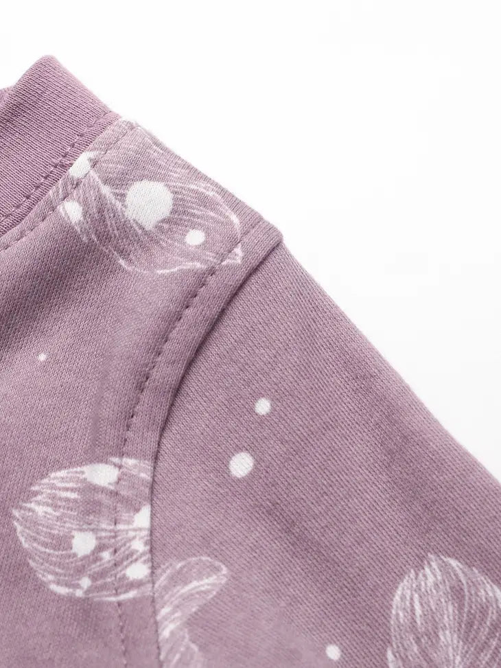 Owlivia Organic Cotton Zip Footless Pajama-Purple Feather