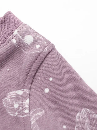 Owlivia Organic Cotton Zip Footless Pajama-Purple Feather