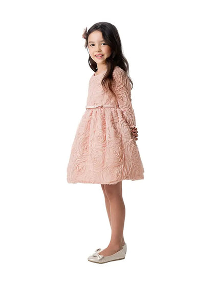 3/4 Sleeve Rosette Mesh with Satin