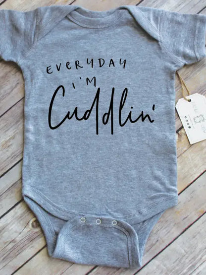 Everyday I'M Cuddling Cotton Baby Bodysuit: Multiple Colors